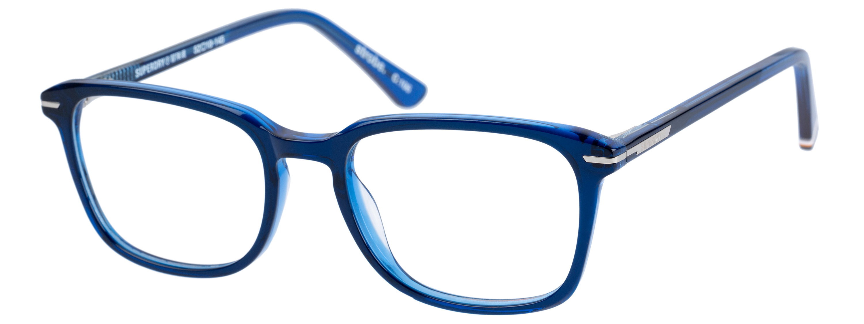 Superdry Superdry 993063-70 52-18 Superdry Herrenbrille SD 993063 in Blau Crystal mit quadratischem Vollrand-Design und 52 mm Glasbreite