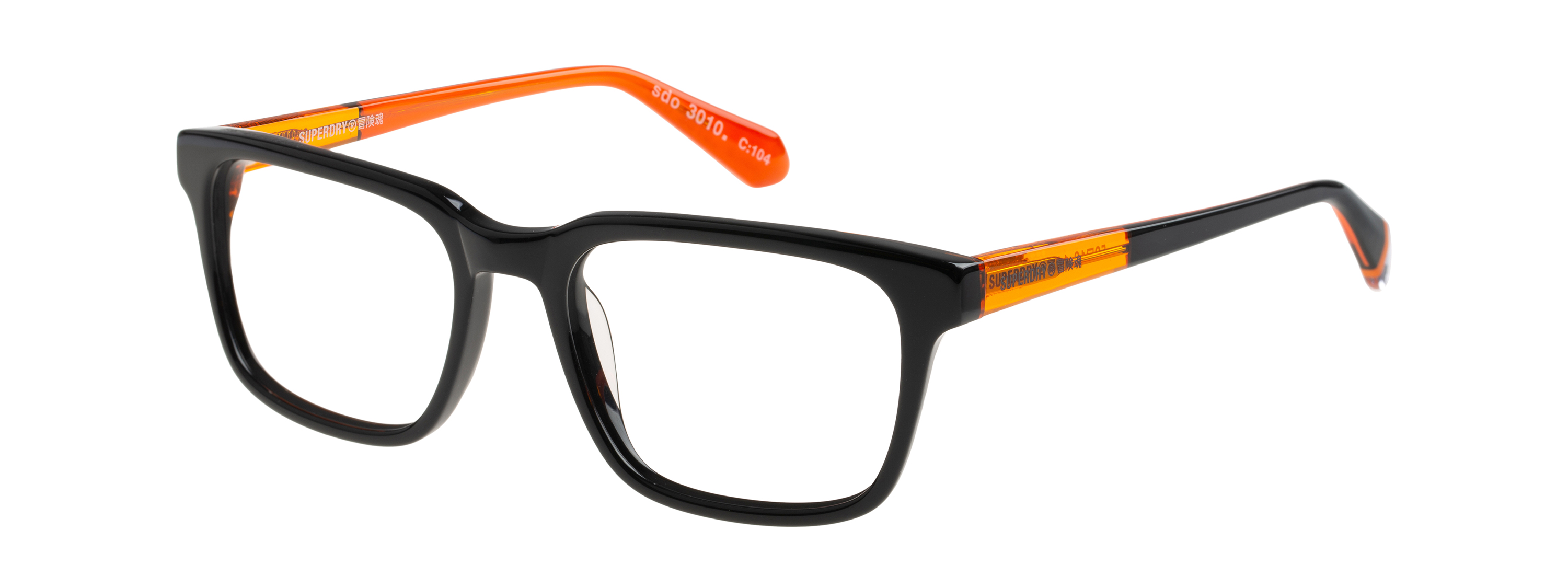 Superdry Superdry 993078-10 52-18 Superdry Herrenbrille SD 993078 in Schwarz mit rechteckigem Vollrand-Design und 52 mm Glasbreite