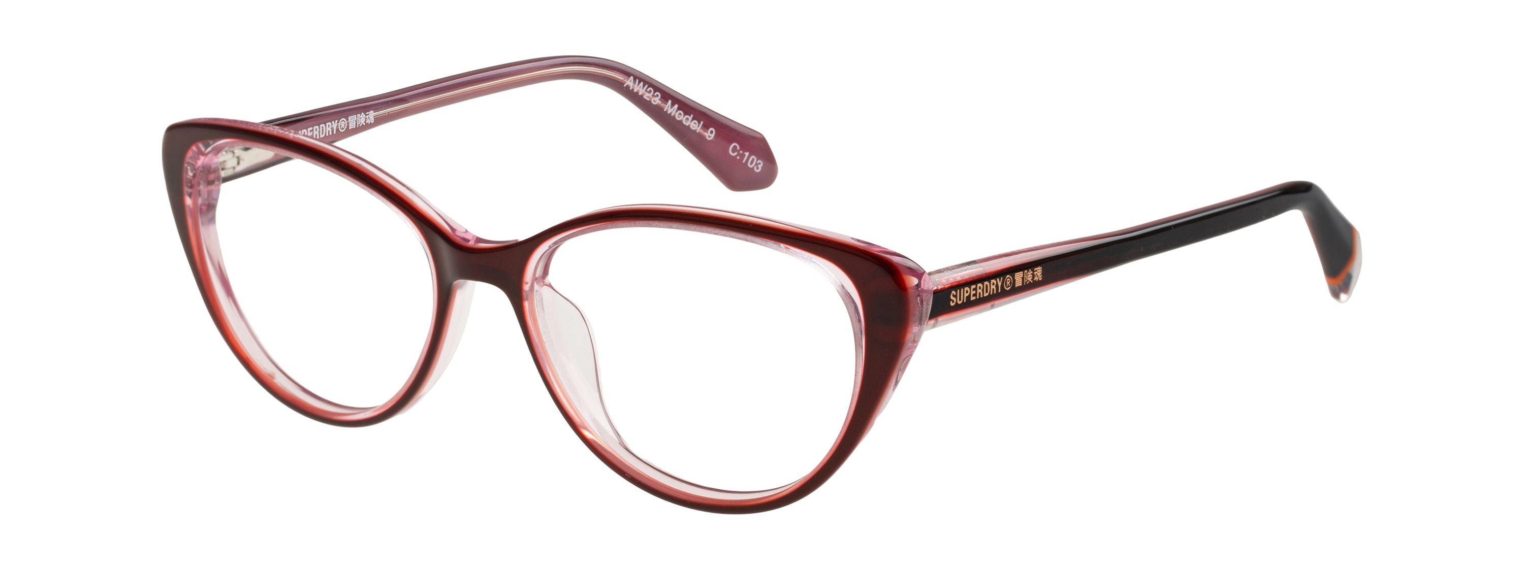 Superdry Superdry 993082-60 48-15 Superdry 993082 Damenbrille in Fuchsia mit eckigem Vollrand-Design und 48 mm Glasbreite