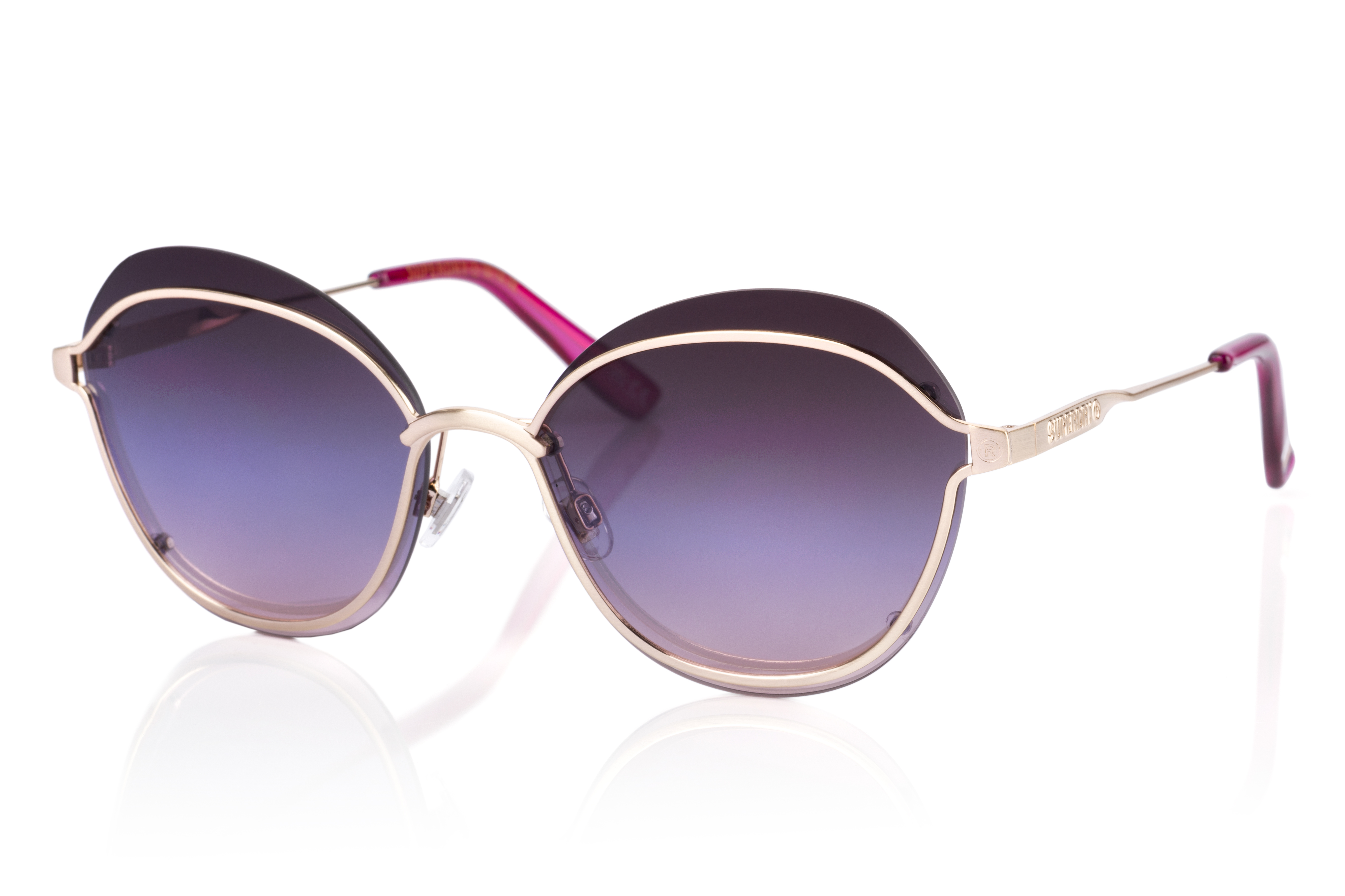 Superdry Superdry 995052-20 58-16 Superdry 995052 Damen Sonnenbrille in Roségold mit pink verspiegelten Gläsern