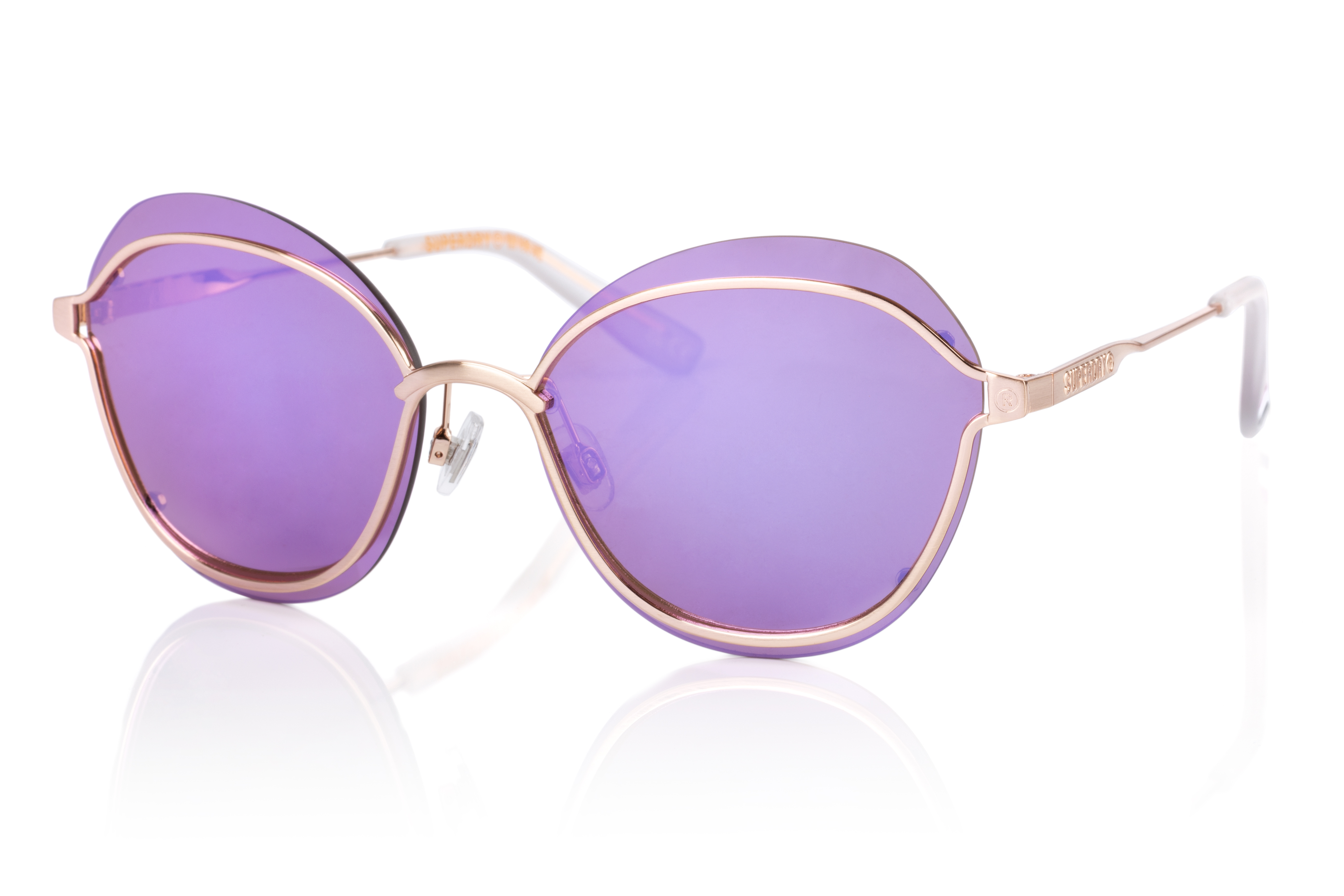 Superdry Superdry 995052-21 58-16 Superdry 995052 Damen Sonnenbrille in Roségold mit pink verspiegelten Gläsern