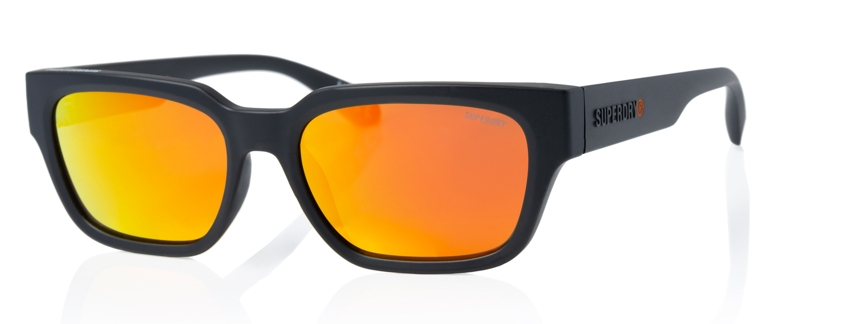 Superdry Superdry 996069-10 58-18 Superdry 996069 Sonnenbrille in Schwarz mit orangefarbenen verspiegelten Gläsern