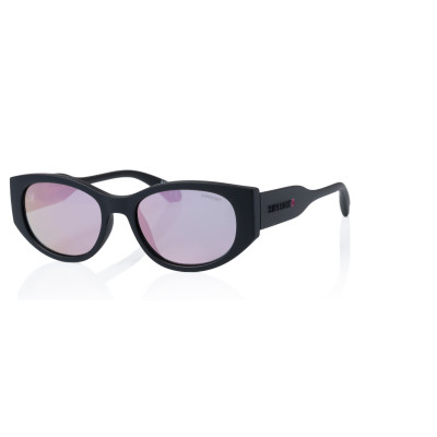 Superdry 996072 Damen Sonnenbrille in Cat-Eye-Form mit rotem Kunststoffrahmen und blauen Gläsern