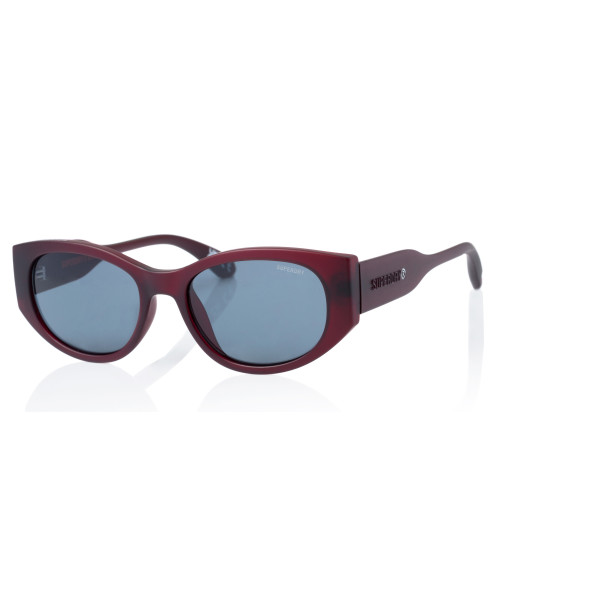 Superdry Superdry 996072-55 51-20 Superdry 996072 Damen Sonnenbrille in Cat-Eye-Form mit rotem Kunststoffrahmen und blauen Gläsern