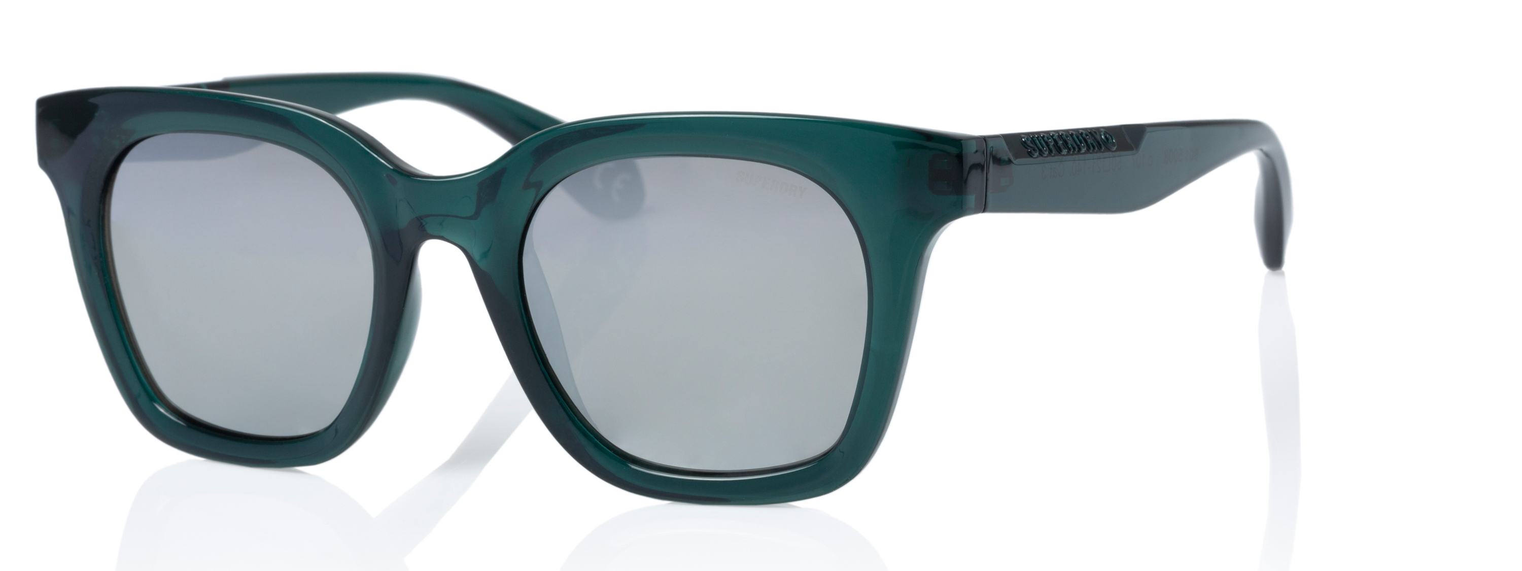 Superdry Superdry 996073-40 50-21 Superdry 996073 Damen Sonnenbrille grünes Kristallgestell silber verspiegelte Gläser