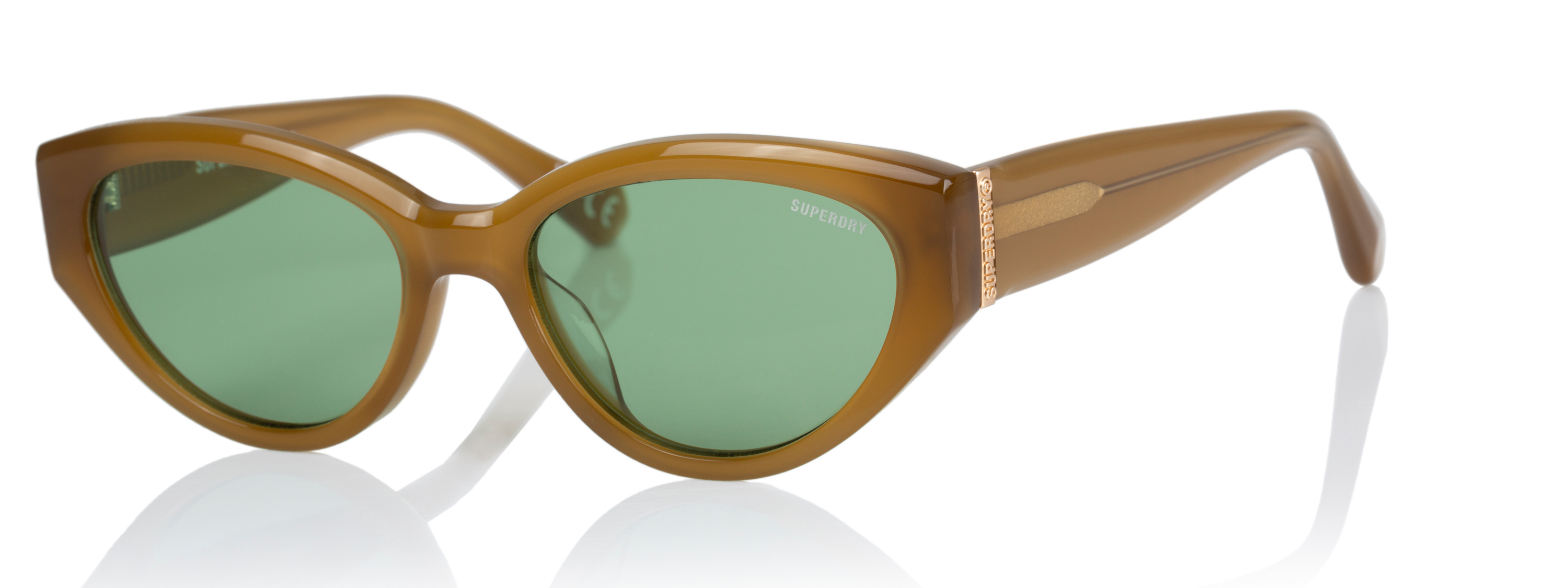 Superdry Superdry 996078-60 52-17 Superdry 996078 Damen Sonnenbrille in Gloss Tan mit Vintage Green Gläsern