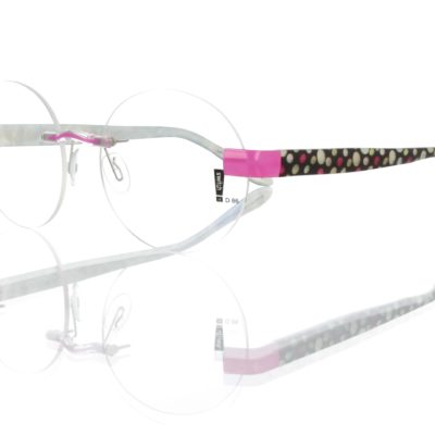 Switch It Garnitur 0259a Damenbrille Schwarz Lime Pink Innen Perlmutt Punkte (2)