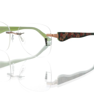 Switch It Garnitur 2489 Damenbrille Dunkelgrün Roségold Rot Blumen Innen Hellgrün (2)
