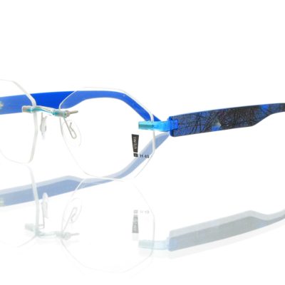 Switch It Garnitur 2498 Damenbrille Schwarz Türkis Blau Glitzer Druck Netz Innen Blau (2)