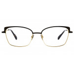 Colibris Eyewear Damenbrille Tala mit rechteckigem, zweifarbigem Metallrahmen in Schwarz und Gold.