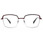 Colibris Eyewear Damenbrille Talvi mit rechteckigem, rot-silbernem Metallrahmen, frontal abgebildet.