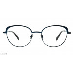 Colibris Eyewear Damenbrille Thea in Dunkelblau, schlichtes rundes Gestell aus Metall, Frontansicht.