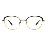 Colibris Eyewear Damenbrille Thea, runde Fassung in Gold mit dunklen Bügeln, frontalansicht