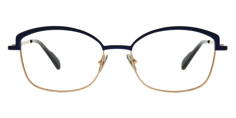 Tilda-45720 blau Colibris Eyewear Damenbrille Tilda mit dünnem, gold-blauem Rahmen, Frontalansicht.