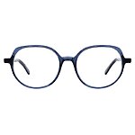 Damenbrille Colibris Emilia in Blau mit rundem Rahmen, frontal auf weißem Hintergrund abgebildet.