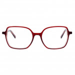 Damenbrille Colibris Emma in Rot, eckige Gläser, modernes Design, frontal abgebildet.