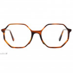 Damenbrille Colibris Hailey mit achteckigem, braunem Acetatgestell, Frontalansicht