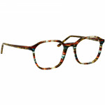 Herrenbrille Johann von Goisern J816 mit eckigen Gläsern und buntem, mehrfarbigem Gestell aus Kunststoff.