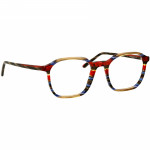 Herrenbrille Johann von Goisern J816 mit mehrfarbigem Gestell und rechteckigen Gläsern, detailreiche Musterung.