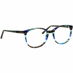 Damenbrille Johann von Goisern J821 mit rundem Rahmen in Blau- und Brauntönen, geeignet für einen modischen, eleganten Look.