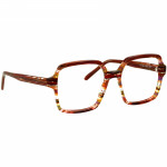 Damenbrille Johann von Goisern J824 mit eckigem Gestell in warmen Braun- und Orangefarben, stilvoll und modern.
