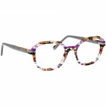 Damenbrille Johann von Goisern J825 mit geometrischem Rahmen in bunten Farben und grauen Bügeln.