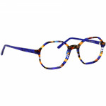 Herrenbrille Johann von Goisern J827 mit rundem Gestell in Blau und bunten Akzenten, modern und auffällig designt.