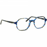 Herrenbrille Johann von Goisern J827 mit achteckigem Rahmen in Blau- und Grautönen, modisches und einzigartiges Design.