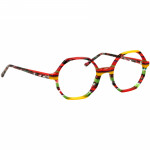 Unisexbrille Johann von Goisern JA004 mit hexagonaler Fassung in bunten Farben und schlanken Bügeln.