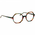 Unisexbrille Johann von Goisern JA004 mit achteckigem buntem Gestell und schlanken Bügeln, ideal für einen modernen Stil.