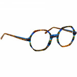 Unisexbrille Johann von Goisern JA004 mit achteckigem Rahmen, mehrfarbiger Musterung und leicht abgerundeten Gläsern.