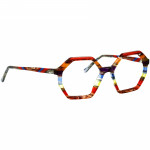 Damenbrille Johann von Goisern JA019 mit achteckigem Rahmen und buntem Farbmuster.