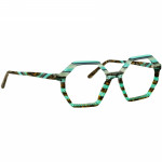 Damenbrille Johann von Goisern JA019 mit achteckigem Rahmen, türkis-braunem Muster und einzigartigem Design.