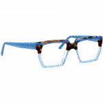 Herrenbrille Johann von Goisern JA020 mit eckigem Gestell in Blau und braunen Akzenten, modernes Design.