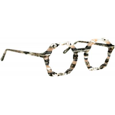 Damenbrille Johann von Goisern JA021 mit sechseckigem Rahmen, mehrfarbiges Muster und leichtem Design.