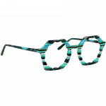 Damenbrille Johann von Goisern JA021 mit achteckigen Rahmen und grün-schwarzem Muster, detailreiches Design.