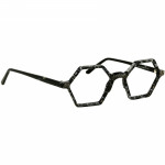 Unisexbrille Johann von Goisern JA023 mit sechseckigem, schwarz-grauem Gestell und modernen Designakzenten.