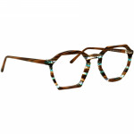 Unisexbrille Johann von Goisern JA025 mit achteckigem Rahmen, braunen und türkisfarbenen Akzenten.
