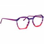 Unisexbrille Johann von Goisern JA025 mit sechseckigem Rahmen in lila und rosa Farbverlauf, hergestellt aus hochwertigem Acetat.