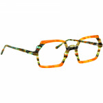 Damenbrille Johann von Goisern JA026 mit auffälligem Design in mehrfarbiger Musterung und kantiger Rahmenform.