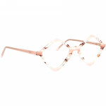 Unisexbrille Johann von Goisern JA027 mit rosa-transparentem, geometrischem Rahmen und dezenten Verzierungen.