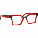 Damenbrille Johann von Goisern JA031 mit rechteckigem Gestell in Rot und schwarzen Akzenten, stilvoll und modern.