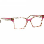 Damenbrille Johann von Goisern JA031 mit auffälligem, farbenfrohem Rahmen in Rosa und Beigetönen.