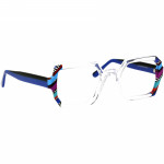 Unisexbrille Johann von Goisern JA033 mit transparentem Rahmen und buntem Design, rechteckige Form.