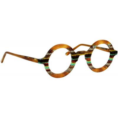 Unisexbrille Johann von Goisern JA034 mit runden Rahmen, mehrfarbigen Streifen und einzigartigem Design.