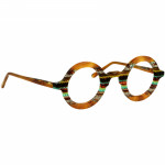 Unisexbrille Johann von Goisern JA034 mit runden Rahmen, mehrfarbigen Streifen und einzigartigem Design.