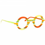 Unisexbrille Johann von Goisern JA034 mit runden Rahmen in bunten Farben und lebendigem Streifenmuster.