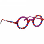 Unisexbrille Johann von Goisern JA034 mit runden Rahmen in lebhaften roten, blauen und violetten Farbtönen.
