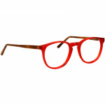 Unisexbrille Johann von Goisern JC201 mit rundem Rahmen in Rot und braunen Bügeln, stilvolles Design für Damen und Herren.