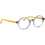 Unisexbrille Johann von Goisern JC202 mit runden, transparenten Fassungen und gelben Bügeln.